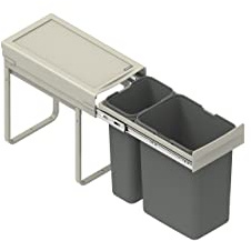 REJS RECYCLE BIN PULL OUT SOFT CLOSE KITCHEN WASTE BIN 300MM - 30 LTR (JC-603) (without front fixing brackets)