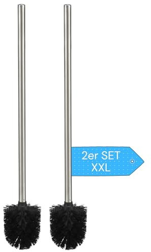 2 x WC Bürsten XXL Bürste Toilettenbürste Klobürste Bad Klo Toilette Edelstahl Set + 1 gratis Mircofasertuch -VANI- 30 x 30 cm