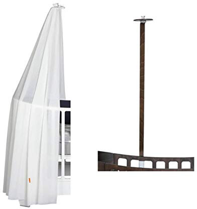 Leander Himmelgestell walnuss für Leander Babybett + Himmel (Schleier) weiß