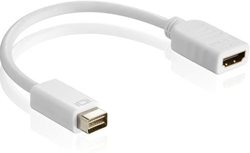 CABLEPELADO Cable Mini DVI a HDMI, Adaptador, Convertidor, Compatible con MacBook, iMac Intel y PowerBook DP, Blanco, 10 cm