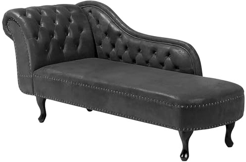 Beliani Klassische Récamiere im Chesterfield Style Kunstleder linksseitig dunkelgrau