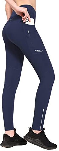 baleaf Thermoleggings Winter Damen Fahrradhose Lang mit Reißverschluss Warm Gefüttert Jogginghose Running Tights Thermo Laufhose Wasserdicht OutdoorHosen Winterhose
