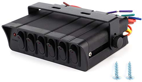 Boîtier D'interrupteur à Bascule, Contrôleur de Boîtier D'interrupteur à Bascule Universel 12-24V 6-Gang 3P Lumière Rouge pour Voiture VR Marine Bateau Yacht