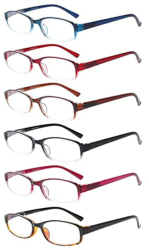 NORPERWIS 6 Pack Ladies Reading Glasses for Women Blue Light Blocking Spring Hinge Fashion Eyeglasses Readers for Women (Mix Color, 2.00)