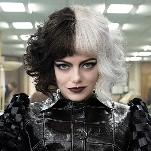 TANTAKO Schwarze und weiße Perücke Kurz Schwarz weiß Cosplay Halloween Damen Kostüm