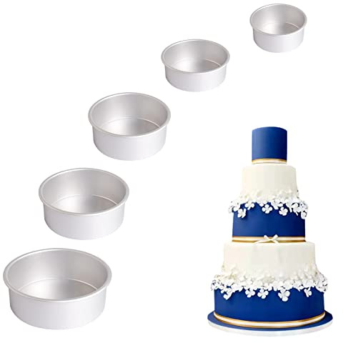 kefyixc Moule à gâteau rond en aluminium pour les fêtes d'anniversaire, les gâteaux de mariage, les fêtes et plus encore. (4, 5, 6, 7, 8 moule à gâteau rond) x 3 de profondeur