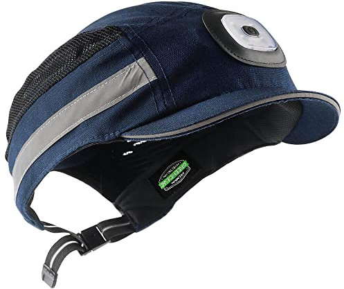 GREEN DEVIL Anstoßkappe Sicherheitsmütze mit LED Beleuchtung Baseball-Stil Sicherheitskappe Kopfschutz Schutzkappe mit ABS Hartschale Atmungsaktiv Leicht Anti-Schock