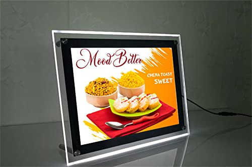 HKSIGN A4 Crystal LED Backlit Picture Photo Frame Display Lighting Box Sign for Home Business Office Wall Poster Lights