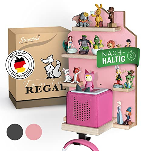 STERNFELD Magnetisches Tonie Regal für Toniebox & Tonies Hörfiguren - Vormontiertes - [43x82cm] - Nachhaltiges Kinderzimmer - Toni mit abgerundeten Ecken, STE-TR1000, Rosa