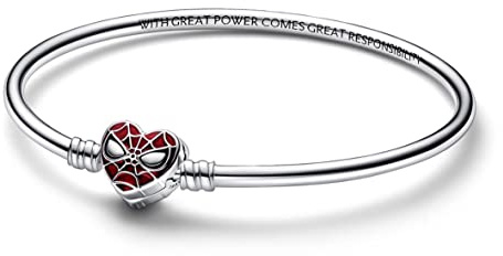 PANDORA Moments Marvel Spider-Man Maske Kugelverschluss Armreif aus Sterling Silber, aus der Marvel x Collection, Größe: 19, 592324C01-19