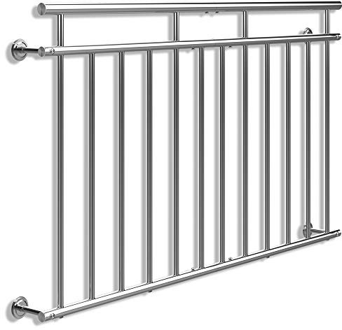 Monzana Balcone alla Francese Ringhiera per Balconi Protezione Anticaduta Acciaio 90 x 156 cm 12 Barre