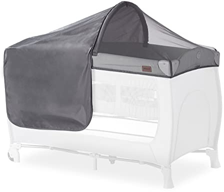 hauck Travel Bed Canopy, Grau - Baby Sonnenschutz & Moskitonetz für Kinderreisebetten mit UPF 50+, Luftdurchlässig, Einfach zu Befsetigen & Klein Faltbar