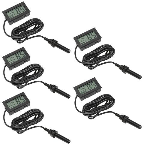 Warmhm 5stücke Mini Hygrometer Thermometer Für Innenräume Digitaler Temperatur Und Feuchtigkeitsmesser Mit Großem Lcd-display Für Kühlschrank Terrarium Und Aquarien