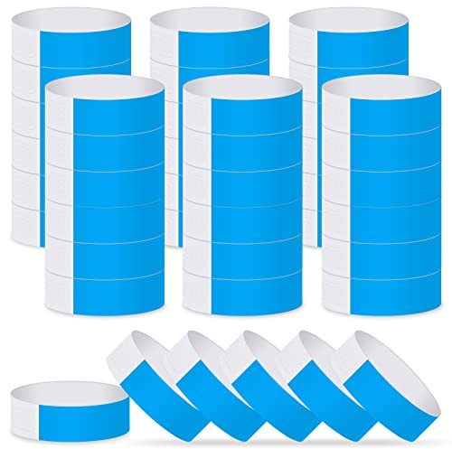 ASTARON Pulseras para eventos 400 piezas Pulseras de papel de neón para eventos Pulseras de fiesta azul Pulseras a granel Pulseras de papel impermeables Pulseras para clubes Concierto