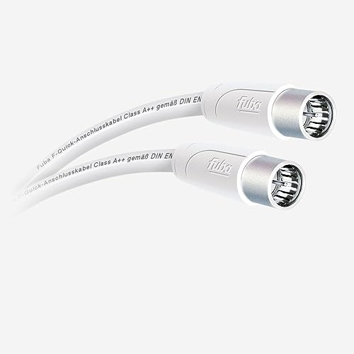 Fuba AFQ 050 Antennenkabel 0,5m weiß - 4-fach geschirmt 130dB - HDTV UHD 4K 8K - F-Anschlusskabel Koaxialkabel F-Quick Stecker (für DVB-S2-Receiver/TV-Geräte, Router, DAB+ Radios)