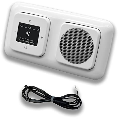 Busch Jäger DAB+ Unterputz Bluetooth (in and out) Radio 8217U-101 Reflex SI alpinweiß, Set mit Lautsprecher, Abdeckungen und Rahmen inkl. 0,9 m EBROM Wurfantenne zur Empfangsoptimierung - 8217 U – 101