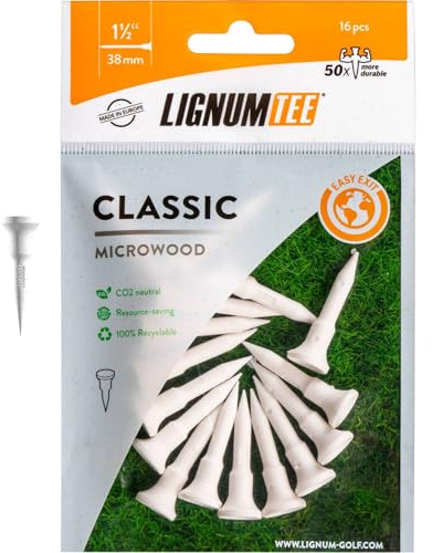 LIGNUM Perfekt für Hybride und Eisen, 50 x langlebigere kurze Golftees aus Mikroholz, 38 mm, innovative Holzfaser, kurze Tees, 3,8 cm Golf-Tees, Golf-Tees, klein, Golf-Tees