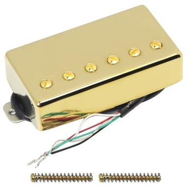 FLEOR Alnico 5 Gitarren-Humbucker-Tonabnehmer, 4 Drähte, 14–15 K Steg-Tonabnehmer, passend für LP Gitarrenteil, Golden