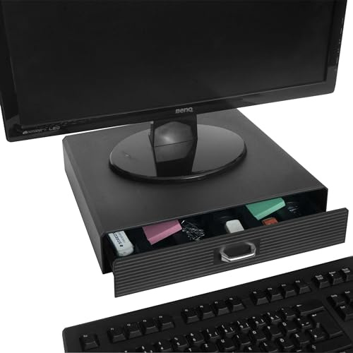 Mendler Monitorerhöhung HWC-L98 7x34x31cm | Monitorständer, Bildschirmerhöhung, Aufbewahrungsbox, mit Schublade