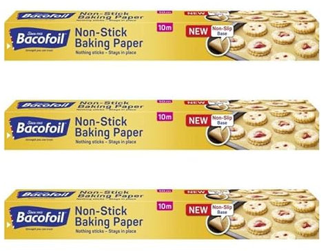 3 Pack Non Stick Baking Paper 38cm Wide x 10m Long | Ideal for Kitchen Use - Easy Cleanup & Hassle-Free Baking (Pack of 3)