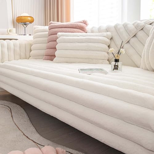HLTQL Couch üBerzug L Form Samt，Sofa üBerzug 3 4 2 1 Sitzer Wasserdicht，Ecksofa Bezug Abnehmbar，Sofa üBerwurfdecke rutschfest，Thermo Sofadecke，Sofaschoner SitzfläChe(swhite,90x160cm)