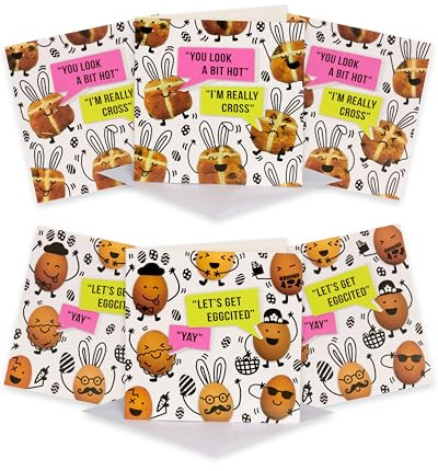 UK Greetings Lot de 6 cartes de Pâques pour lui/elle/ami – 2 motifs amusants