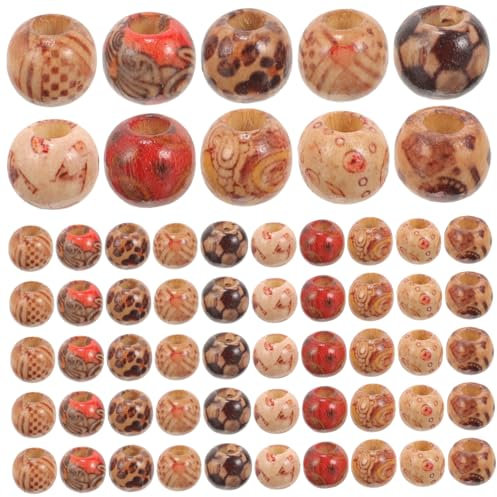 EXCEART 300 Stk Bastelperlen selber machen Haarperlen aus Holz Schmuck Halskette lose Perlen kreative DIY-Perle Jahrgang Verstreute Perlen Bastelbedarf Korn Armband Hölzern