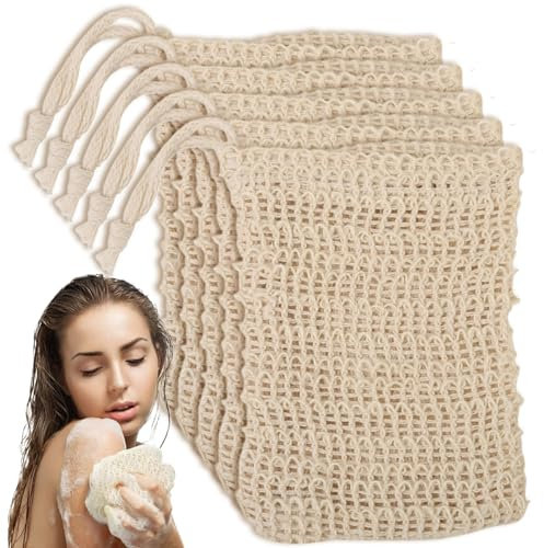 Hilai Seifenbeutel für die Dusche, Seifensparer, 5 Stück, Seifenbeutel für Stückseife, atmungsaktiver Netz-Seifenbeutel mit Kordelzug, schäumender und trocknender Seifenhalter für tiefes Peeling