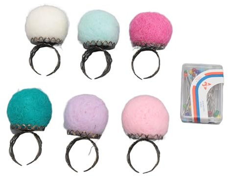 Vintage Filz-Nadelkissen-Ring-Set, Robust und Langlebig, Schnelles Einsetzen der Nadeln für DIY-Nähprojekte (Helle Farben)