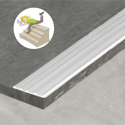 Treppenkantenprofil Antibeleg-Treppenkantenschutz, Treppenkante – Holzstufen/Vinyl/Laminat/Teppichfliesen, Außen- und Innentreppenabschluss Aus Metall, Schneidbar (Color : Silver)