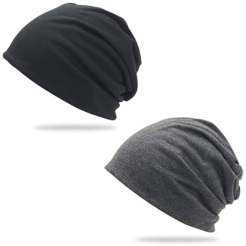 KUMSODE 2 Pezzi Cotone Chemo Cappelli Soft Caps Berretto Donna Cotone Leggero Multifunzione Copricapo per la Notte, Casco Moto, Bici, Chemioterapia, Parrucche