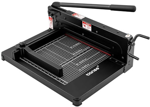 TIANSE Heavy Duty Guillotine Paper Cutter A4 12 Guillotine Paper Cutter 400 Sheet Capacity Solid Steel Construction with Double Safety Protection Perfect for Trimming Paper Cardstock Matboard Black