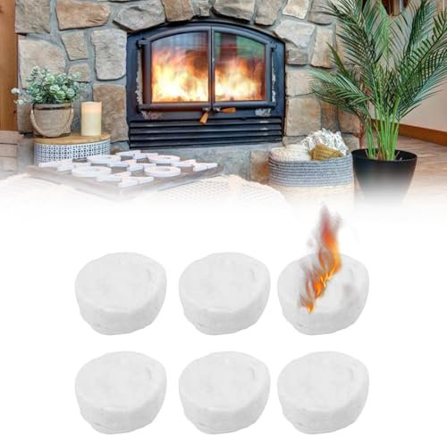 Miayical Bioethanol Fireplace Fuel - Ceramic Wool Sponge Pack of 6 - Extended Burning Time, Improved Safety, Easy to Use - Indoor/Outdoor - 4000 BTU - Vent Free - Tabletop - White - Rutte