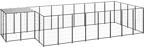 DYRJDJWIDHW hundebox alu,hundebox Metall,hundezwinger,Hundezwinger Schwarz 10,89 m² StahlEntworfen für Garten und Terrasse.