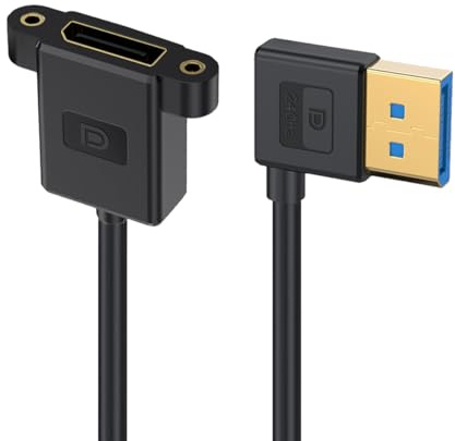 cablecc Câble d'extension DisplayPort 1.4 8 K 60 Hz 4 K 144 Hz ultra fin DP mâle vers femelle coudé à gauche pour moniteur d'ordinateur portable de bureau, carte graphique 30 cm