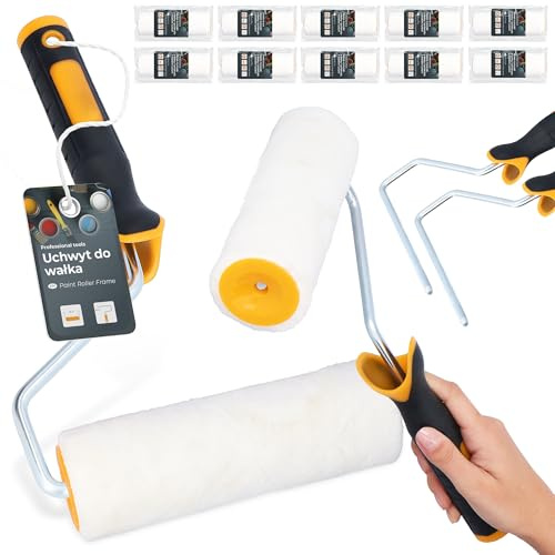 10x Farbroller 18 cm 2x Farbrollerbügel Bügel Farbwalze Malerrolle Lackierrolle Fassadenfarbe Rollerpinsel Wand Set Malerbedarf Anstricharbeiten Renovierung