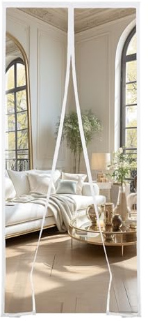 AQKaki Zanzariera Magnetica, Tenda Zanzariera Porta Finestra | 110x280cm Bianco Poliestere Colore Puro Maglia Fine Zanzariere Magnetiche Porte Ampia Visuale per Porte d'ingresso Soggiorno