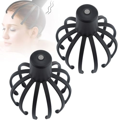 Octopus Head Massager Scalp, 2025 Neu Elektrisches Kopfmassagegerät, Kopfmassage Spinne mit 12 Fingern Kopfhaut-Massagegerät Massagespinne Elektrischer Kopfkrauler Kopfkratzer für Entspannung (2PC)