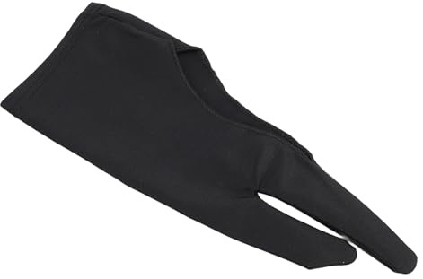 5 Stück Künstler-Zeichenhandschuh für die Rechte und Linke Hand, Einlagig, Zwei Finger, Glatte Elastizität, Atmungsaktiv, für Digitale Kunst, Grafik-Tablet-Handschuhe, Schwarz (L)