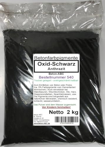 Pigmentpulver, Oxidschwarz 2 kg, Eisenoxid, Farbpigment für Beton, Estrich, Harz, Mörtel, Kalk (8.00€/1kg)
