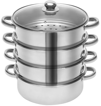 5 Tier 26cm Stainless Steel Steam Cooker Steamer Pan Cook Food Veg Pot Set LARGE