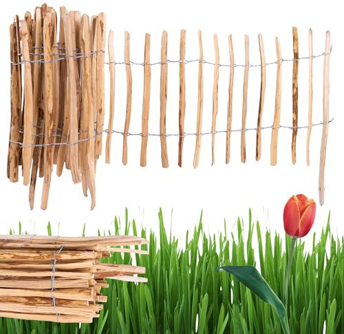 Ogrodzenia Wiklinowe H:60 cm L:5m Bordure de Parterre en Noisette Bois Exterieur Flexible Espacement des Lattes 4-5 cm Bordure de Pelouse Cloture Jardin