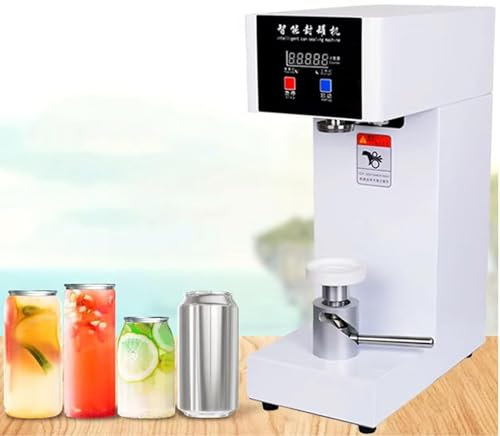 180W Electric Can Sealing Machine with Counter & LCD Display, 2.17'' Dia 5.51''-8.27'' Height Adjustable Soda Can Seamer Machine for Plastic Aluminum Cans, Tin Can Sealer Machine,White-220V