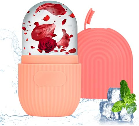 Ice Roller viso, Rullo di ghiaccio facciale, Riutilizzabile Ice Face Roller, Rullo di Ghiaccio Facciale Occhi, Ice Roller per Riduce il Gonfiore, Sollievo dal Dolore e Lesioni Minor (rosa)