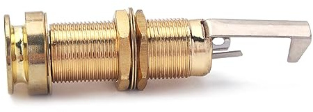 Goldene Gitarren Endpin Buchse Gt205 mit 3 Anschlüssen | Kupfer Kunststoff, für Gitarre und Bass, Stereo Phone Jack, ohne Schrauben