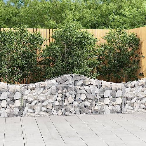 WKIEQACO Home & Garden,Furniture-Arched Gabion Baskets 8 pcs 200x30x60/80 cm Galvanised Iron