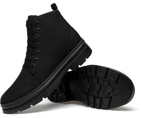 Zapatos con Alzas Invisibles para Hombre - Zapatillas Casuales cálidas de Piel con Cordones, de caña Media, para Caminar, Nieve e Invierno
