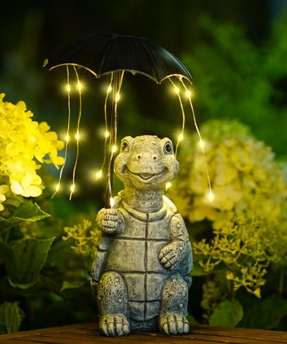 GoodecoSolar Schildkrötenfigur mit Leuchtkugel Grau | Lustige Solar Tierdekoration, Wetterfeste Gartenfigur für Terrasse, Balkon und Garten, Geschenk für Naturfreunde und Familien