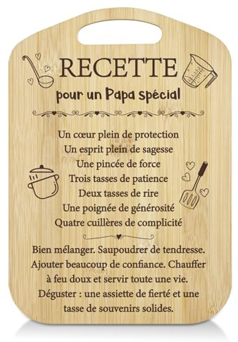 LUXHOMY Cadeau Papa, Cadeau Papa Noel, Planche à Découper en Bambou Naturel, Cadeaux Pere Cuisine Original, Cadeaux Père Anniversaire Original