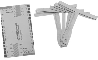 HAMPPLIES Juego de 10 Piezas de Regla de Acción y Calibre para Cuerdas de Guitarra de Hierro, Herramienta Portátil para Medición y Reparación de Guitarra